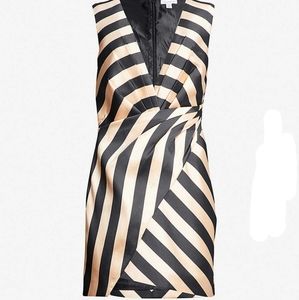 TOPSHOP Stripe-print pleated satin mini dress